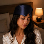 Navy Blue Deep Sleep silk eye mask, view 5