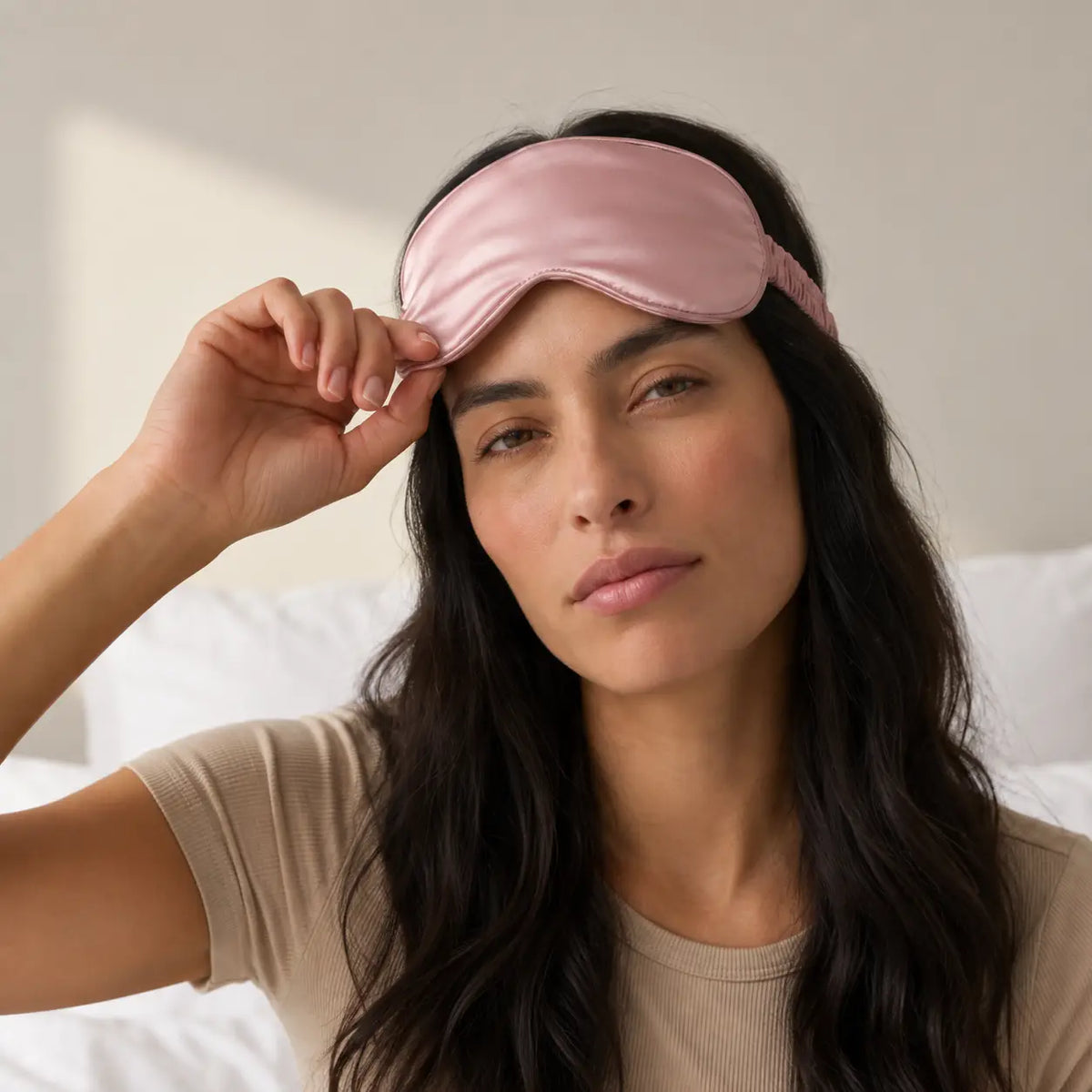 Pearl Pink 22 momme silk sleep eye mask, view 6