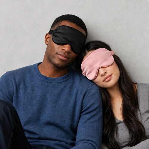 Midnight Black 22 momme silk sleep eye mask, view 1