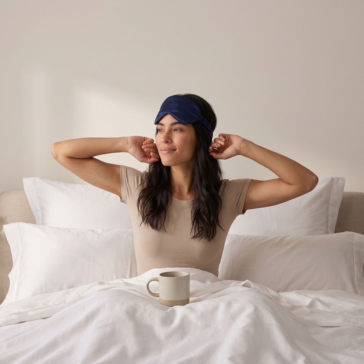 Midnight Navy 22 momme silk sleep eye mask, view 6