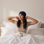Midnight Navy 22 momme silk sleep eye mask, view 1